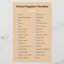 persikofärgad inköpslista för skolmaterial 