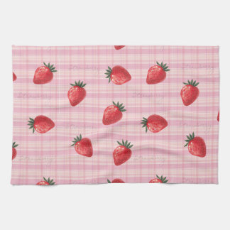 Persikofärgad Jordgubbs-Gingham Kökshandduk