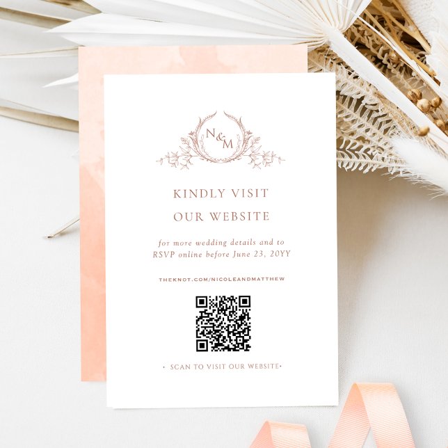 Persikofärgad monogram QR-kod/OSA-Online Tilläggskort (Skapare uppladdad)