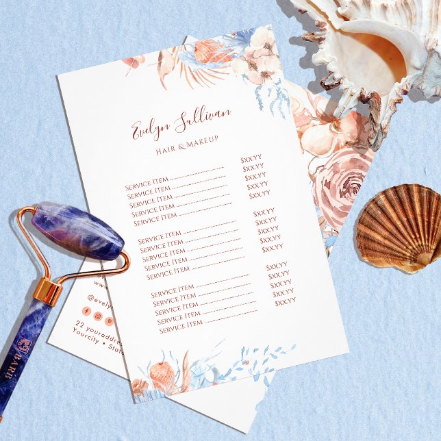 Persikofärgad och blå pris listflygare flygblad (Skapare uppladdad)