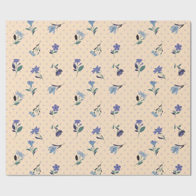 Persikofärgad Pastellblomster Presentförpackning Presentpapper (Platt)