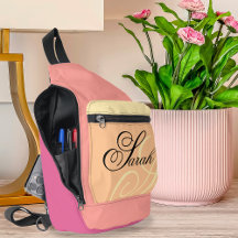 Persikofärgad Rosa Namn Monogram Snörpsäck