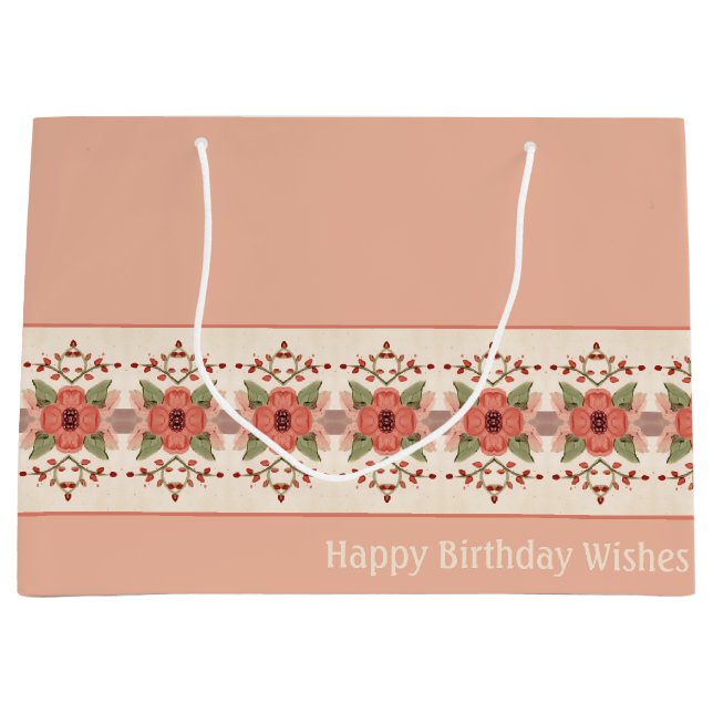 Persikofärgad Rosa och rosenröd Blommigt (Framsidan)