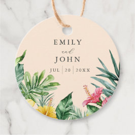 Persikofärgad tropisk Blommigt Bröllop Tack Gåvor Etiketter