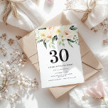 Persikofärgad vattenfärg blommigt 30års födelsedag<br><div class="desc">Persikofärgad blommigt 30 födelsedagsfest inbjudan. Snygg elegant,  modernt party-tema.</div>