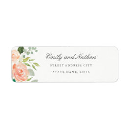 Persikofärgad Watercolor Blommig Returadressetiket Returadress Etikett