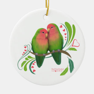 Persikofärgade Love birds Julgransprydnad Keramik