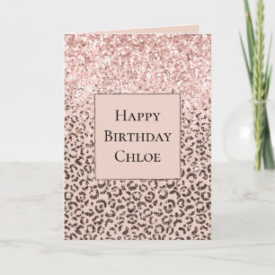 persikofärgat brun leopard Glitter Kort