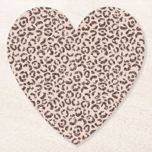 persikofärgat brun leopard Glitter Underlägg Papper