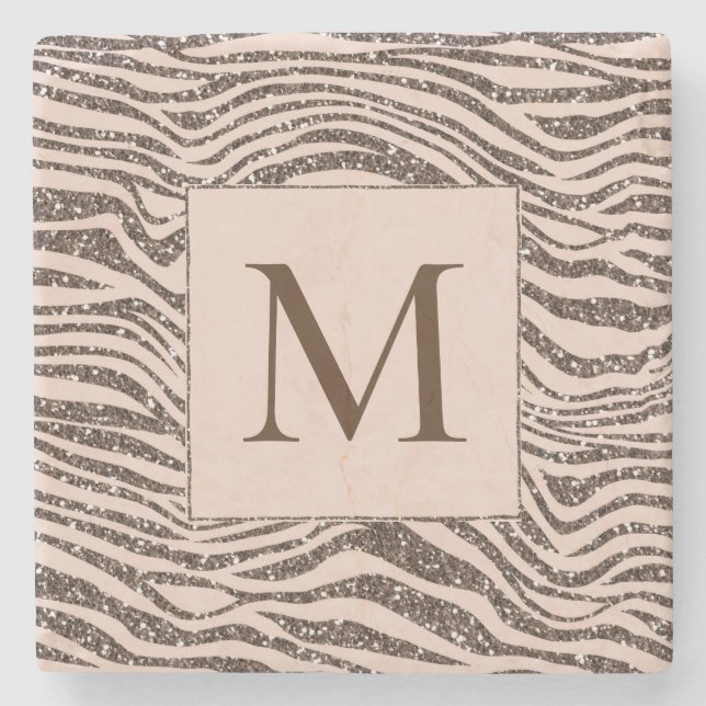  persikofärgat brun Zebra Glitter     Stenunderlägg (Framsidan)