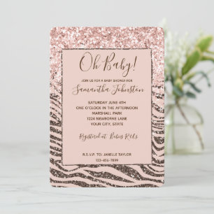 persikofärgat brun Zebra Glitz Glitter Inbjudningar