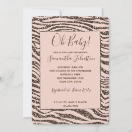  persikofärgat brunt Zebra tryck Glitter Inbjudningar