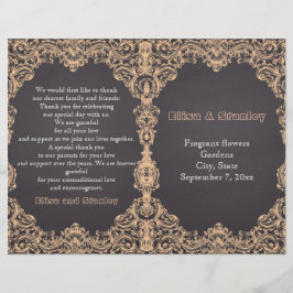 Persikofärgat ram, vikt bröllopsprogram med styrbo