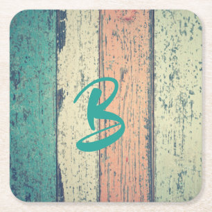 Persikofärgat trä (strandat) underlägg papper kvadrat