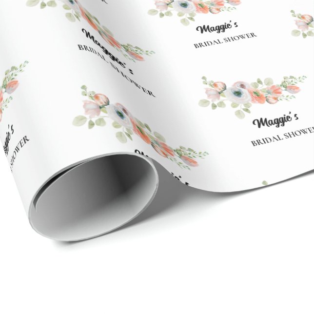 Persikofestlig bröllopsdusch  presentpapper (Rullad Hörn)