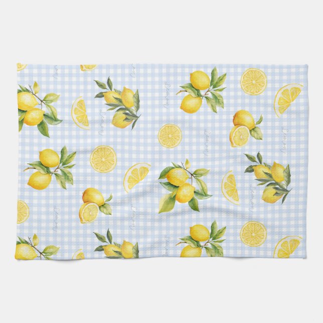 Persikofiera Lemon Gingham Kökshandduk (Horisontell)