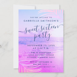 Persikofiltret Rosa Tropical Summer 16 Birthday Inbjudningar