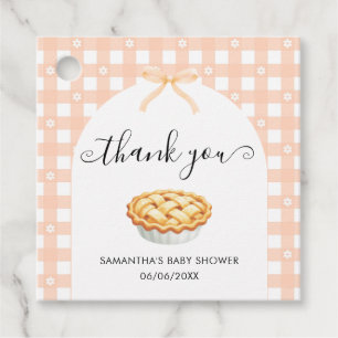Persikofjäskpaj Baby Shower Tacksamhet Gåvor Etiketter