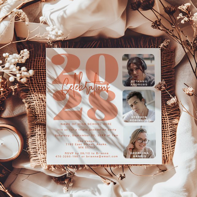 Persikofoto Trippel Examen Inbjudan (Skapare uppladdad)