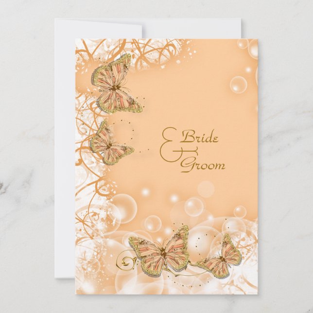 Persikoguld vigsel bröllop årsdag inbjudningar (Framsida)