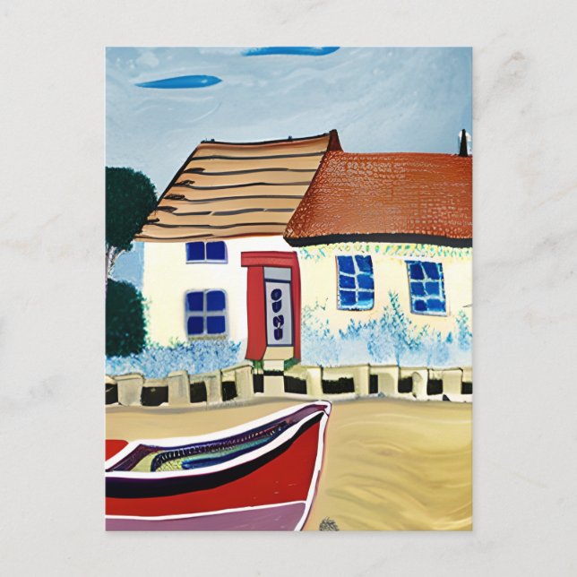 Persikohus och Boat Keeping in Touch Vykort (Framsida)