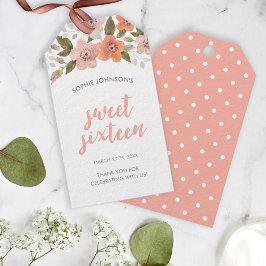Persikokänslig Blommigt Söt 16 födelsedag Presentetikett
