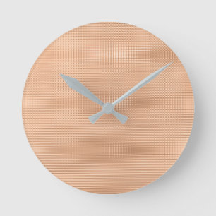 Persikokopparkoral Grått Minimal metallisk Rand Rund Klocka