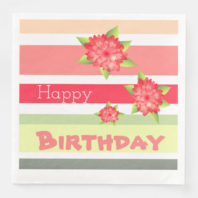 Persikokorallkalk, grön och röd pappersservett (Framsida)