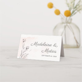 Persikokort för romantisk bröllop-blommigt placeringskort