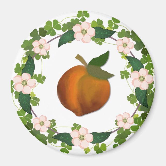 Persikokrans blommar magnet (Framsidan)