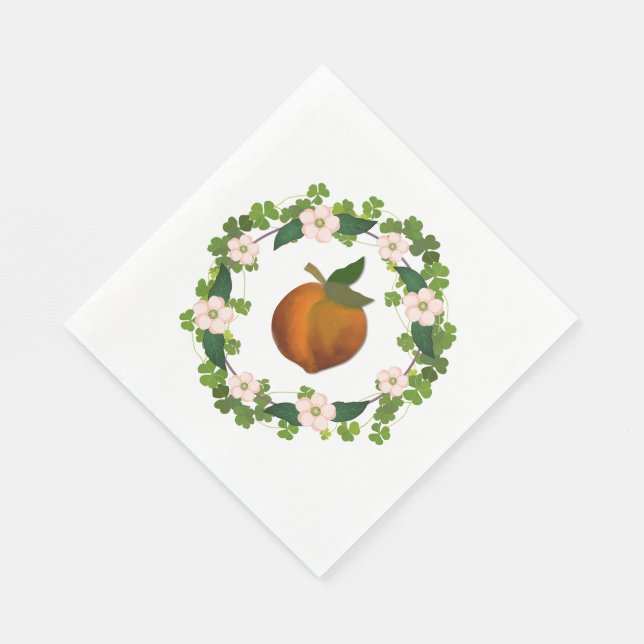 Persikokrans blommar pappersservett (Hörn)