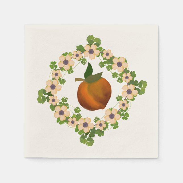 Persikokrans blommar pappersservett (Framsidan)