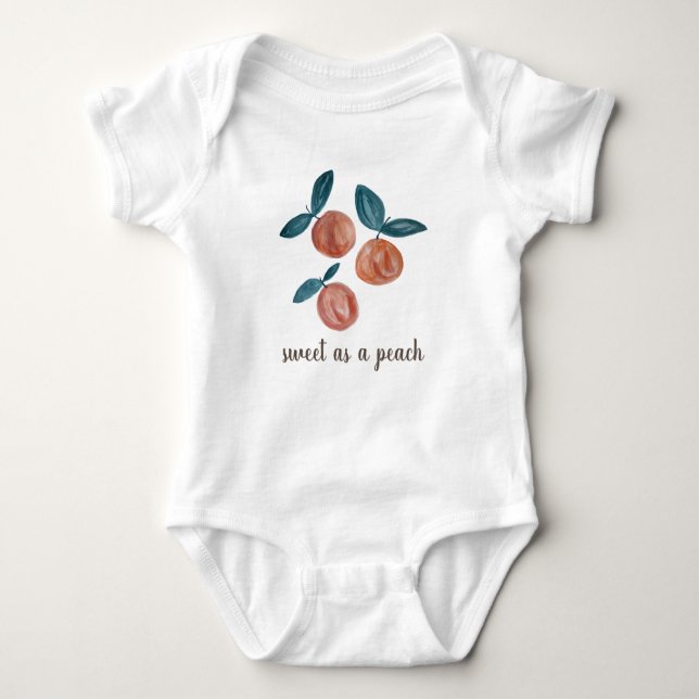 Persikomålning Söt som en persika Baby bodysuit T Shirt (Framsida)