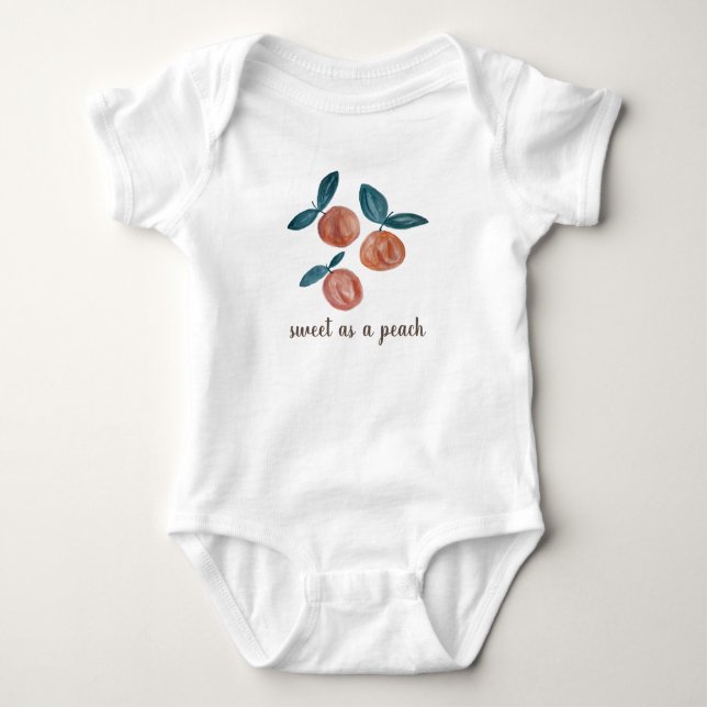 Persikomålning Söt som en persika Babystrampel T Shirt (Framsida)