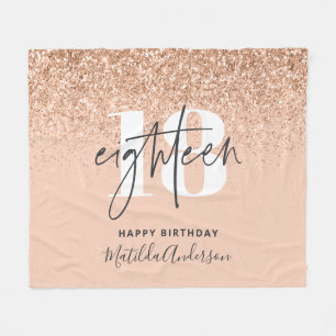 Persikomodern glitter chic 18 födelsedag fleecefilt