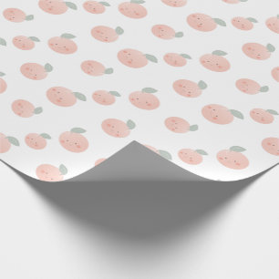 Persikomuster Söt Kawaii Vit & Rosa Presentpapper