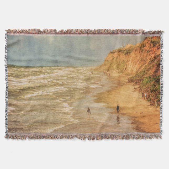 Persikopromenad vid havets vintage tittar filt (Framsidan)