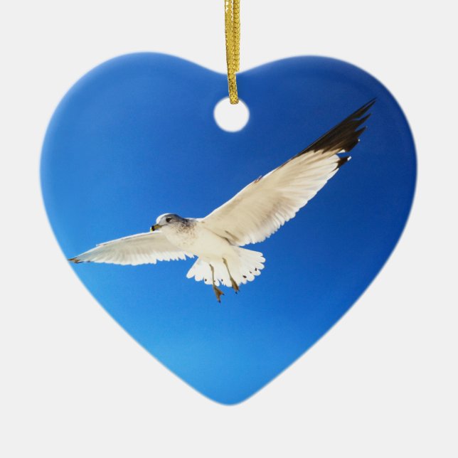 Persikoprydnadsbollar i Fiskmås Julgransprydnad Keramik (Framsidan)