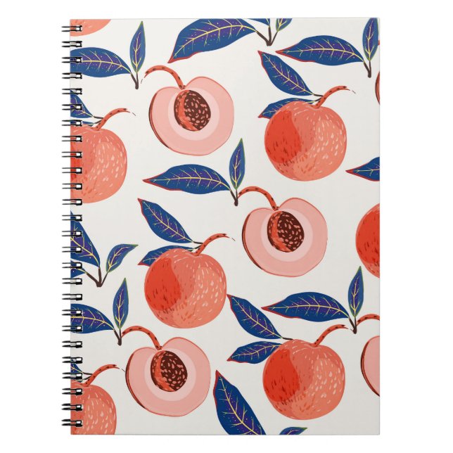 Persikor Apricot Löv Cream Background Anteckningsbok (Framsidan)