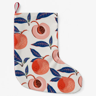 Persikor Apricot Löv Cream Background Liten Julstrumpa