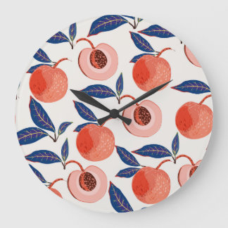 Persikor Apricot Löv Cream Background Stor Klocka