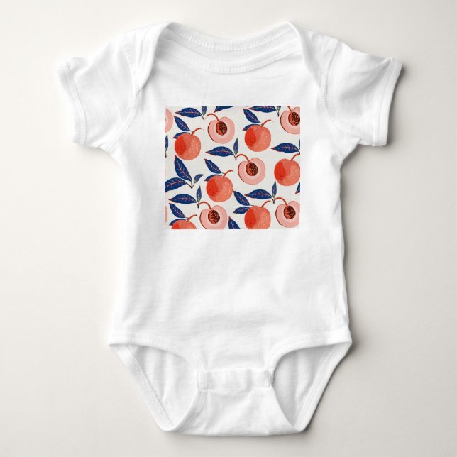 Persikor Apricot Löv Cream Background T Shirt (Framsida)
