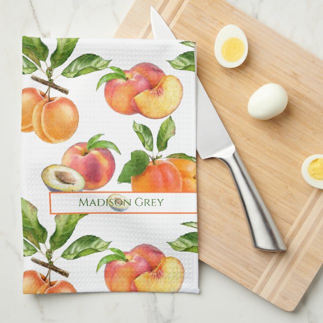 Persikor, aprikoser och plommon Frukt Mönster Kökshandduk (Vikt i Fjärdedel)