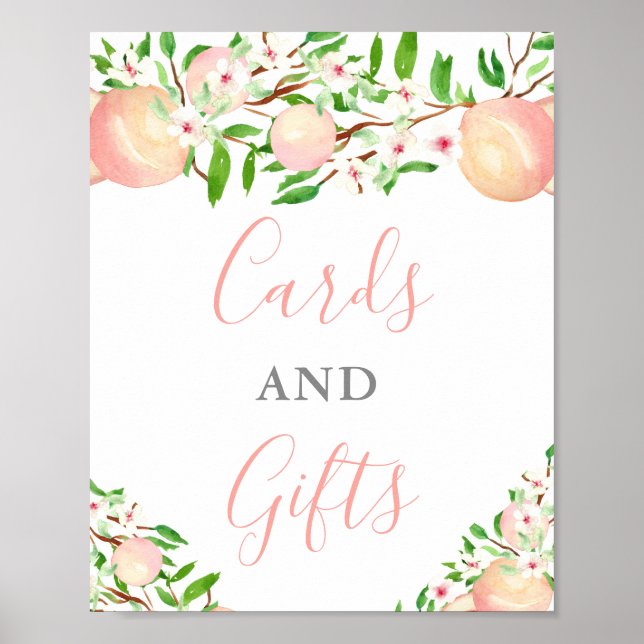 Persikor Baby Bröllopsdusch Kort och Gåvor Poster (Framsidan)