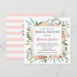 Persikor Blommig Bröllopsdusch Vattenfärg Paeoni R Inbjudningar