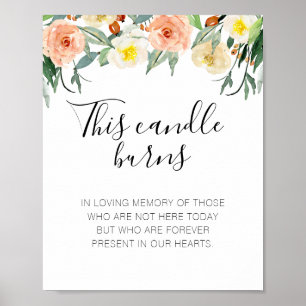 Persikor Blommor Detta Ljuset Brinner Bröllopsminn Poster