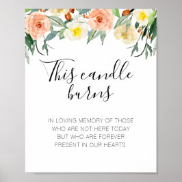 Persikor Blommor Detta Ljuset Brinner Bröllopsminn Poster