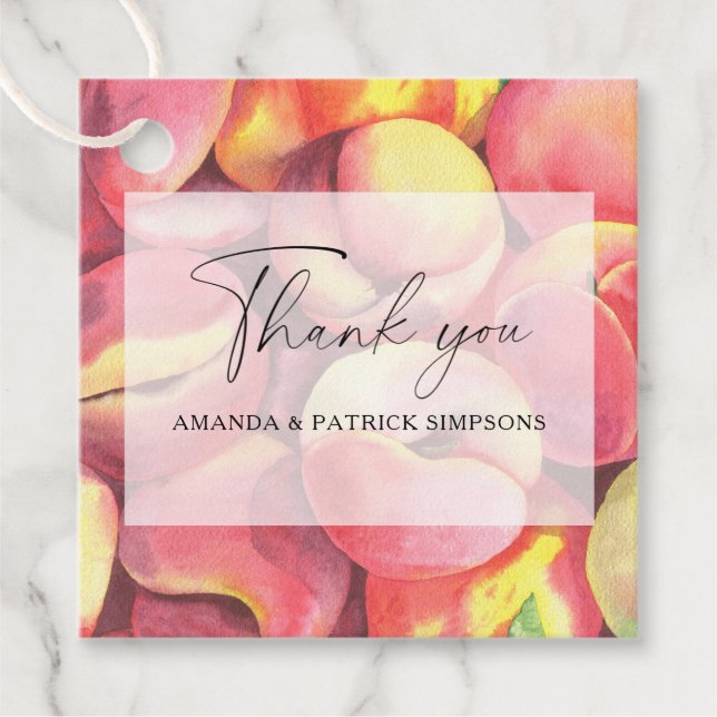 Persikor - Bröllop Tack Gåvor Etiketter (Framsida)