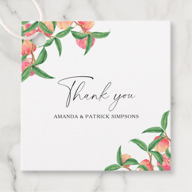 Persikor - Bröllop Tack Gåvor Etiketter (Framsida)