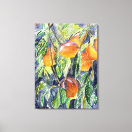 Persikor, färgsmålning för frukt, stillastående, v canvastryck